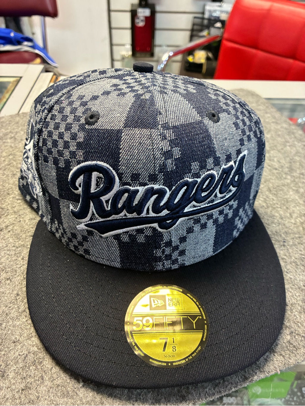 New Era Rangers Checkerboard Fitted Cap - Black & Gray